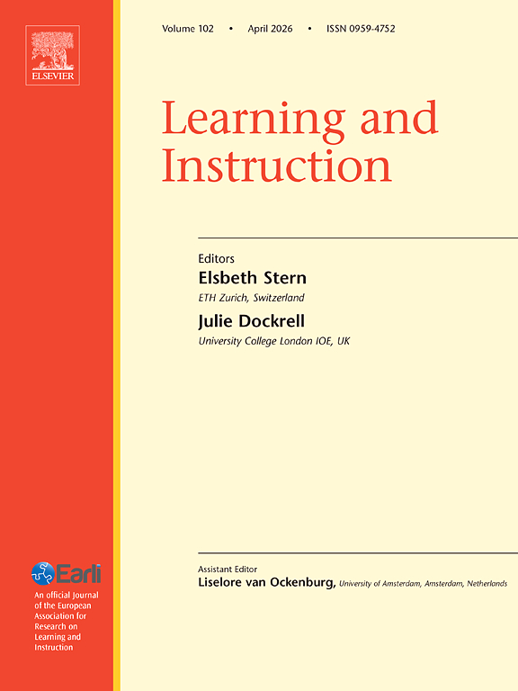 Learning and Instruction Vol 102